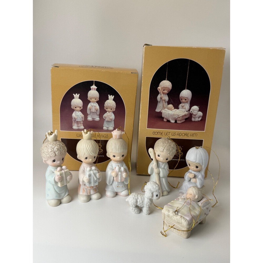 Precious Moments Nativity Ornament Set OS Vintage Wee Three Kings Christmas 1980